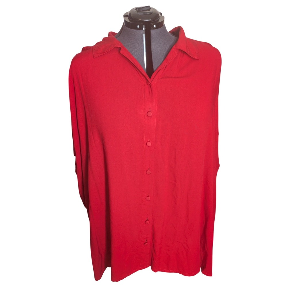m.i.b. Red Button-Up Blouse 5X 2010s Minimalist